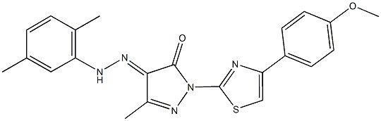 1-[4-(4-methoxyphenyl)-1,3-thiazol-2-yl]-3-methyl-1H-pyrazole-4,5-dione 4-[(2,5-dimethylphenyl)hydrazone] 结构式