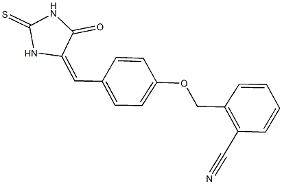 2-({4-[(5-oxo-2-thioxo-4-imidazolidinylidene)methyl]phenoxy}methyl)benzonitrile Struktur