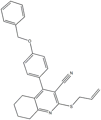 2-(allylsulfanyl)-4-[4-(benzyloxy)phenyl]-5,6,7,8-tetrahydro-3-quinolinecarbonitrile 化学構造式