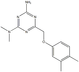 N-{4-amino-6-[(3,4-dimethylphenoxy)methyl]-1,3,5-triazin-2-yl}-N,N-dimethylamine 化学構造式