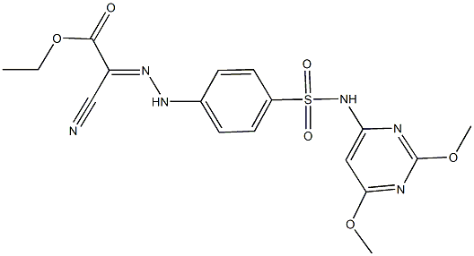 ethyl cyano[(4-{[(2,6-dimethoxypyrimidin-4-yl)amino]sulfonyl}phenyl)hydrazono]acetate Struktur