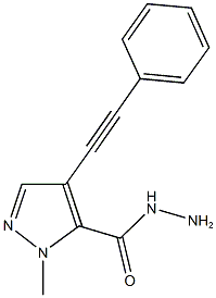 1-methyl-4-(phenylethynyl)-1H-pyrazole-5-carbohydrazide 化学構造式