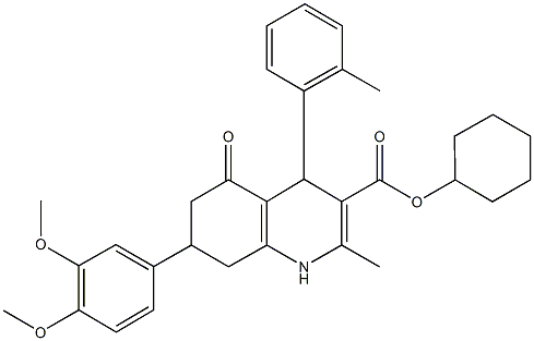  cyclohexyl 7-(3,4-dimethoxyphenyl)-2-methyl-4-(2-methylphenyl)-5-oxo-1,4,5,6,7,8-hexahydro-3-quinolinecarboxylate