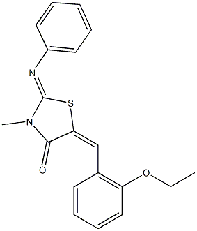 5-(2-ethoxybenzylidene)-3-methyl-2-(phenylimino)-1,3-thiazolidin-4-one 化学構造式