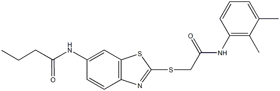 N-(2-{[2-(2,3-dimethylanilino)-2-oxoethyl]sulfanyl}-1,3-benzothiazol-6-yl)butanamide 化学構造式