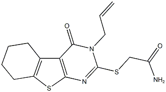 2-[(3-allyl-4-oxo-3,4,5,6,7,8-hexahydro[1]benzothieno[2,3-d]pyrimidin-2-yl)sulfanyl]acetamide 化学構造式