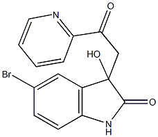 5-bromo-3-hydroxy-3-[2-oxo-2-(2-pyridinyl)ethyl]-1,3-dihydro-2H-indol-2-one Struktur