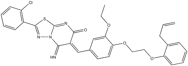 6-{4-[2-(2-allylphenoxy)ethoxy]-3-ethoxybenzylidene}-2-(2-chlorophenyl)-5-imino-5,6-dihydro-7H-[1,3,4]thiadiazolo[3,2-a]pyrimidin-7-one Struktur
