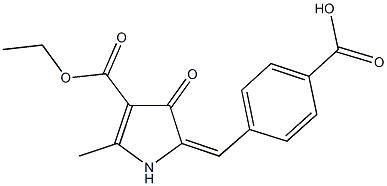 4-{[4-(ethoxycarbonyl)-5-methyl-3-oxo-1,3-dihydro-2H-pyrrol-2-ylidene]methyl}benzoic acid 化学構造式