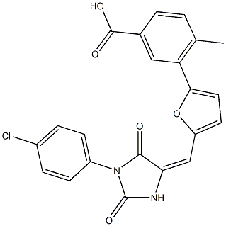 3-(5-{[1-(4-chlorophenyl)-2,5-dioxo-4-imidazolidinylidene]methyl}-2-furyl)-4-methylbenzoic acid,,结构式