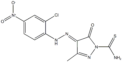 4-({2-chloro-4-nitrophenyl}hydrazono)-3-methyl-5-oxo-4,5-dihydro-1H-pyrazole-1-carbothioamide 化学構造式