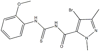 N-[(4-bromo-1,3-dimethyl-1H-pyrazol-5-yl)carbonyl]-N'-(2-methoxyphenyl)thiourea Struktur