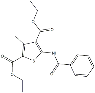 diethyl 5-(benzoylamino)-3-methyl-2,4-thiophenedicarboxylate 化学構造式