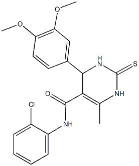 N-(2-chlorophenyl)-4-(3,4-dimethoxyphenyl)-6-methyl-2-thioxo-1,2,3,4-tetrahydro-5-pyrimidinecarboxamide 化学構造式