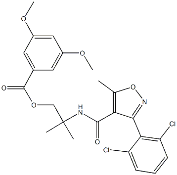 2-({[3-(2,6-dichlorophenyl)-5-methylisoxazol-4-yl]carbonyl}amino)-2-methylpropyl 3,5-dimethoxybenzoate Struktur