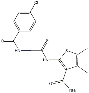 2-({[(4-chlorobenzoyl)amino]carbothioyl}amino)-4,5-dimethyl-3-thiophenecarboxamide Structure