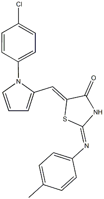 5-{[1-(4-chlorophenyl)-1H-pyrrol-2-yl]methylene}-2-[(4-methylphenyl)imino]-1,3-thiazolidin-4-one 结构式