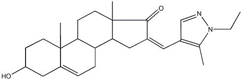 16-[(1-ethyl-5-methyl-1H-pyrazol-4-yl)methylene]-3-hydroxyandrost-5-en-17-one Structure