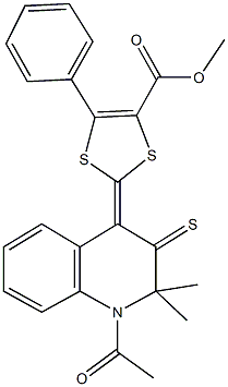 methyl 2-(1-acetyl-2,2-dimethyl-3-thioxo-2,3-dihydro-4(1H)-quinolinylidene)-5-phenyl-1,3-dithiole-4-carboxylate,,结构式