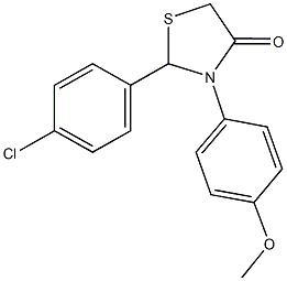 2-(4-クロロフェニル)-3-(4-メトキシフェニル)チアゾリジン-4-オン 化学構造式