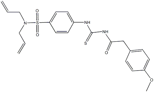 N,N-diallyl-4-[({[(4-methoxyphenyl)acetyl]amino}carbothioyl)amino]benzenesulfonamide 化学構造式