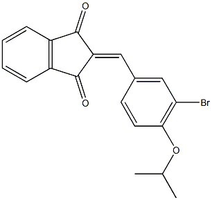2-(3-bromo-4-isopropoxybenzylidene)-1H-indene-1,3(2H)-dione 化学構造式