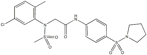 2-[5-chloro-2-methyl(methylsulfonyl)anilino]-N-[4-(1-pyrrolidinylsulfonyl)phenyl]acetamide 化学構造式