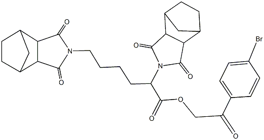 2-(4-bromophenyl)-2-oxoethyl 2,6-bis(3,5-dioxo-4-azatricyclo[5.2.1.0~2,6~]dec-4-yl)hexanoate,,结构式