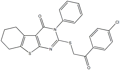 2-{[2-(4-chlorophenyl)-2-oxoethyl]sulfanyl}-3-phenyl-5,6,7,8-tetrahydro[1]benzothieno[2,3-d]pyrimidin-4(3H)-one Structure