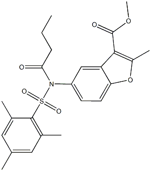 methyl 5-[butyryl(mesitylsulfonyl)amino]-2-methyl-1-benzofuran-3-carboxylate Structure