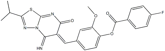 4-[(5-imino-2-isopropyl-7-oxo-5H-[1,3,4]thiadiazolo[3,2-a]pyrimidin-6(7H)-ylidene)methyl]-2-methoxyphenyl 4-fluorobenzoate|