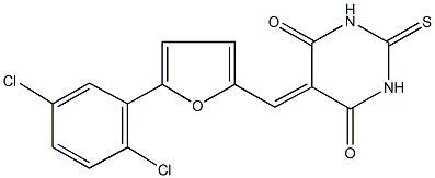 5-{[5-(2,5-dichlorophenyl)-2-furyl]methylene}-2-thioxodihydro-4,6(1H,5H)-pyrimidinedione Structure