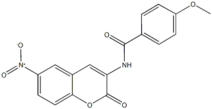 N-{6-nitro-2-oxo-2H-chromen-3-yl}-4-methoxybenzamide Struktur