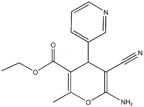 2-メチル-4-(3-ピリジル)-5-シアノ-6-アミノ-4H-ピラン-3-カルボン酸エチル 化学構造式