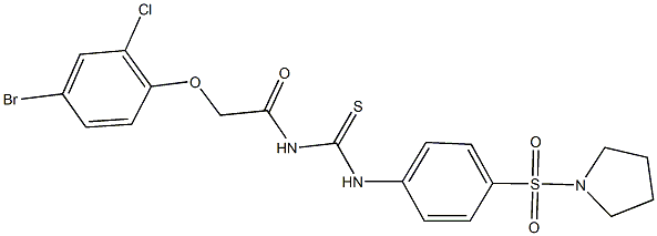 N-[(4-bromo-2-chlorophenoxy)acetyl]-N'-[4-(1-pyrrolidinylsulfonyl)phenyl]thiourea 化学構造式