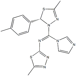 N-[1H-imidazol-1-yl(5-methyl-2-(4-methylphenyl)-1,3,4-thiadiazol-3(2H)-yl)methylene]-N-(5-methyl-1,3,4-thiadiazol-2-yl)amine,,结构式