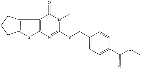 methyl 4-{[(3-methyl-4-oxo-3,5,6,7-tetrahydro-4H-cyclopenta[4,5]thieno[2,3-d]pyrimidin-2-yl)sulfanyl]methyl}benzoate Structure