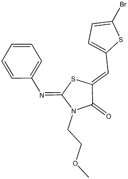 5-[(5-bromo-2-thienyl)methylene]-3-(2-methoxyethyl)-2-(phenylimino)-1,3-thiazolidin-4-one Structure