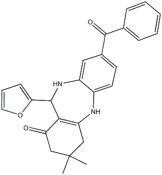 8-benzoyl-11-(2-furyl)-3,3-dimethyl-2,3,4,5,10,11-hexahydro-1H-dibenzo[b,e][1,4]diazepin-1-one Structure