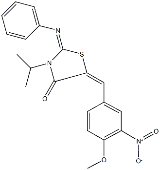 5-{3-nitro-4-methoxybenzylidene}-3-isopropyl-2-(phenylimino)-1,3-thiazolidin-4-one,,结构式