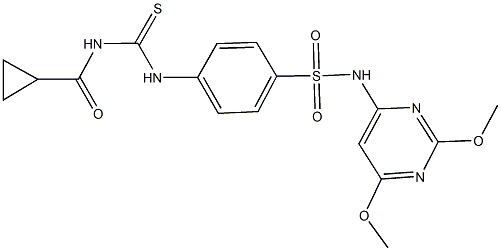 4-({[(cyclopropylcarbonyl)amino]carbothioyl}amino)-N-(2,6-dimethoxy-4-pyrimidinyl)benzenesulfonamide,,结构式