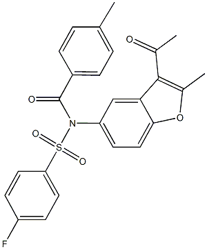 N-(3-acetyl-2-methyl-1-benzofuran-5-yl)-4-fluoro-N-(4-methylbenzoyl)benzenesulfonamide|