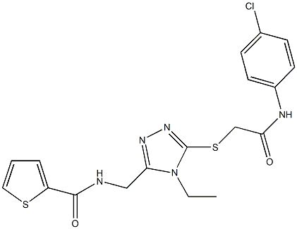 N-[(5-{[2-(4-chloroanilino)-2-oxoethyl]sulfanyl}-4-ethyl-4H-1,2,4-triazol-3-yl)methyl]-2-thiophenecarboxamide,,结构式