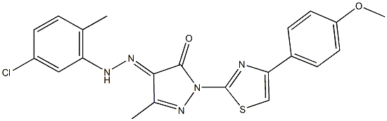 1-[4-(4-methoxyphenyl)-1,3-thiazol-2-yl]-3-methyl-1H-pyrazole-4,5-dione 4-[(5-chloro-2-methylphenyl)hydrazone] Structure