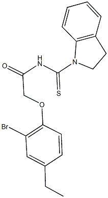 2-(2-bromo-4-ethylphenoxy)-N-(2,3-dihydro-1H-indol-1-ylcarbothioyl)acetamide Structure