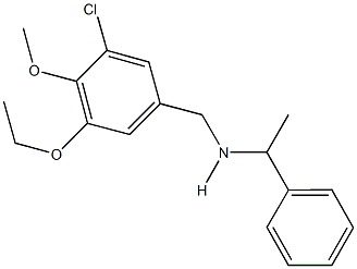 N-(3-chloro-5-ethoxy-4-methoxybenzyl)-N-(1-phenylethyl)amine Struktur