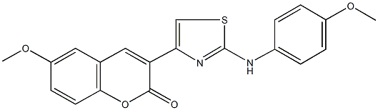 6-methoxy-3-[2-(4-methoxyanilino)-1,3-thiazol-4-yl]-2H-chromen-2-one Struktur