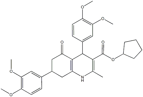 cyclopentyl 4,7-bis(3,4-dimethoxyphenyl)-2-methyl-5-oxo-1,4,5,6,7,8-hexahydro-3-quinolinecarboxylate