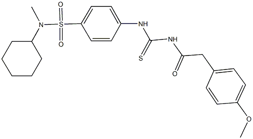N-cyclohexyl-4-[({[(4-methoxyphenyl)acetyl]amino}carbothioyl)amino]-N-methylbenzenesulfonamide Struktur