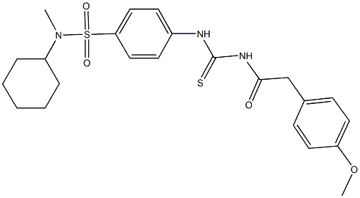 N-cyclohexyl-4-[({[(4-methoxyphenyl)acetyl]amino}carbothioyl)amino]-N-methylbenzenesulfonamide Structure